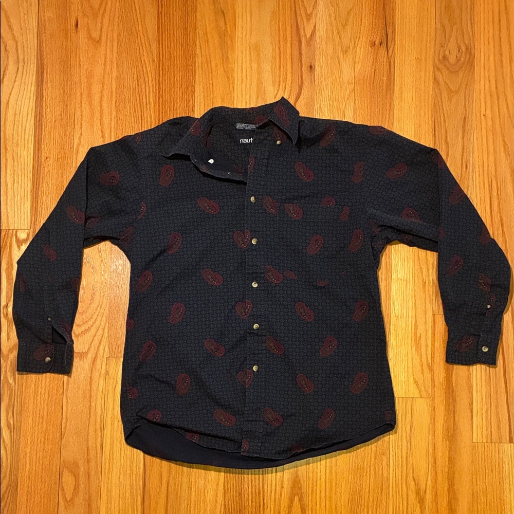 Nautica Dark Blue Shirt with Red Accents